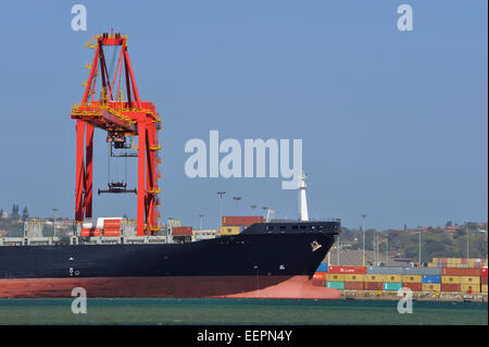 Porti globali, Durban, KwaZulu-Natal, Sudafrica, nave cargo con gru per container, porto di lavoro, industria marittima, attività commerciale, trasporto merci Foto Stock