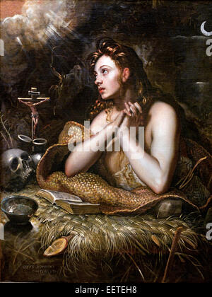 Penitente Magdalene (1598 - 1602) Tintoretto ( Jacopo Comin ) 1518 – 1594 pittore italiano scuola rinascimentale Venezia Italia Italiano Jacopo Comin , Jacopo ROBUSTI, Foto Stock