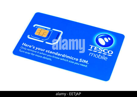 Tesco mobile SIM con standard e nocro sim Foto Stock