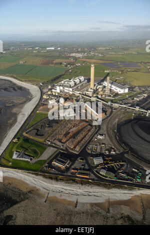 Una veduta aerea di Aberthaw "B", di una centrale elettrica a carbone in Galles del Sud Foto Stock