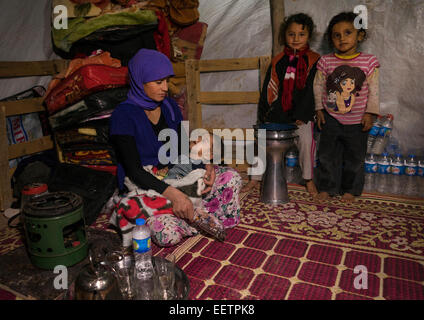 Yezedi rifugiati da Sinjar, Duhok, Kurdistan, Iraq Foto Stock