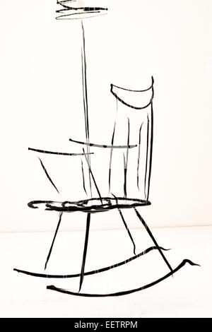 In feltro nero sedia in camera bianca di analogia 003 progetto al Fuorisalone 2012 nella zona di Lambrate. Milano, Lombardia. Italia Foto Stock