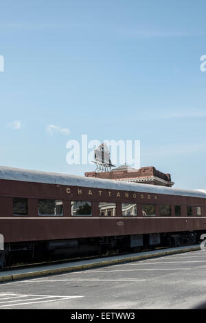 Carrello ferroviario presso la storica stazione di Chattanooga, Tennessee Valley Railroad Museum, Foto Stock