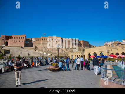 Qaysari Bazaar e la Cittadella, Erbil Kurdistan, Iraq Foto Stock