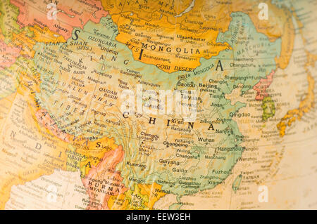 Mappa di Cina e Asia orientale Foto Stock