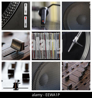 Music Club collage con diversi strumenti del dj Foto Stock