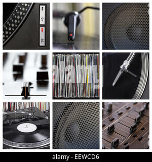 Music Club collage con diversi strumenti del dj Foto Stock