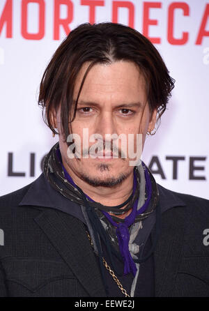 Hollywood, California, USA. Xxi gen, 2015. JOHNNY DEPP arriva per la premiere del film 'Mortdecai' presso il Teatro Cinese. © Lisa O'Connor/ZUMA filo/Alamy Live News Foto Stock