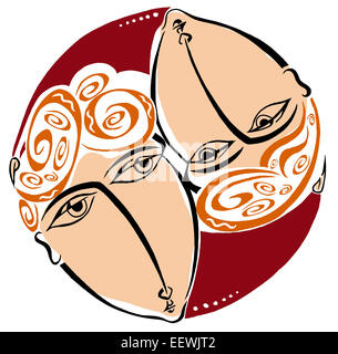 Gemini Zodiac Sign Abstract Illustration – simbolo di Astrologia artistica perfetto per gli appassionati di astrologia e gli amanti dell'oroscopo Foto Stock