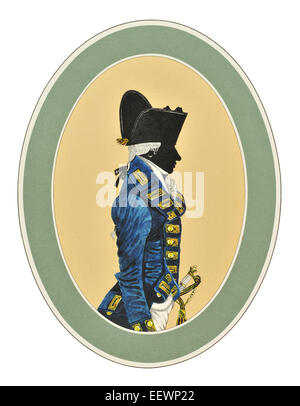 Capitano tre anni post tonaca uniforme 1787 1795 Sua Maestà la Royal Navy blu bianco rosso uniforme cerimoniale marine marittima Foto Stock