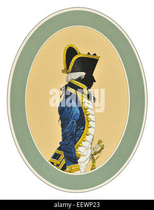 Capitano tre anni post vestito completo 1787 1795 Sua Maestà la Royal Navy blu bianco rosso uniforme cerimoniale marittimo navale marine Foto Stock