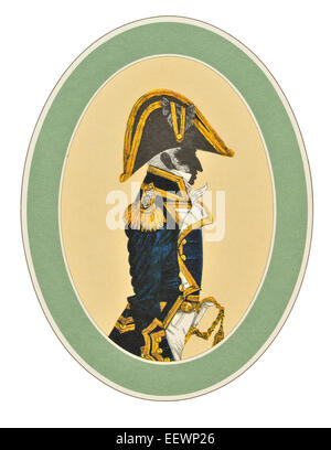 Capitano tre anni post vestito completo 1812 1825 Sua Maestà la Royal Navy blu bianco rosso uniforme cerimoniale marittimo navale marine Foto Stock