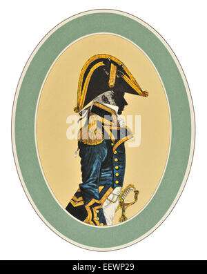 Capitano vestito completo 1795 1812 Sua Maestà la Royal Navy blu bianco rosso uniforme cerimoniale marittimo navale marine Impero Britannico Foto Stock