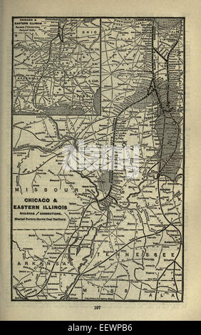 Una mappa del Poor's Manual of the Railroads of the United States, pubblicata nel 1901, che illustra i percorsi della Chicago and Eastern Illinois Railroad, fornendo una prospettiva storica sulla rete ferroviaria durante quel periodo. Foto Stock