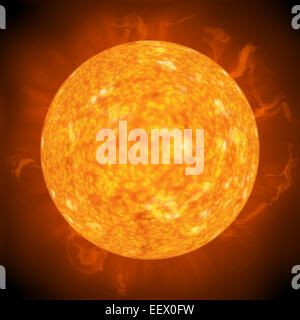 Fiery Hot Sole visto attraverso un telescopio Foto Stock