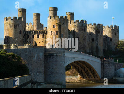 Medieval Conwy Castle in Conway, Galles del Nord, Regno Unito Foto Stock