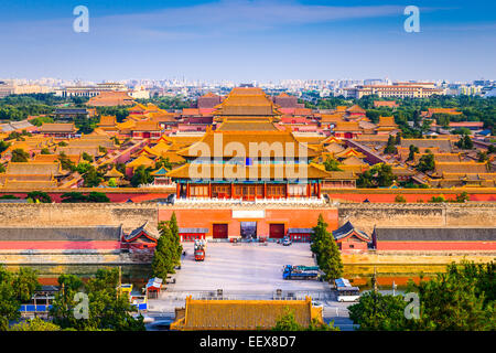 Pechino, Cina skyline della città alla Città Proibita. Foto Stock