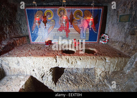 Presunta prigione dove Gesù Cristo è detto di essere stato tenuto nel pretorio monastero sulla via dolorosa di Gerusalemme Foto Stock