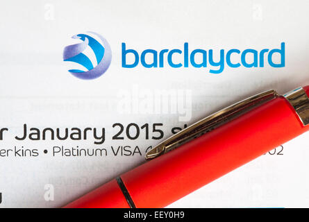 Dopo Natale spendere Barclaycard Gennaio 2015 dichiarazione arriva - Platinum Visa Foto Stock