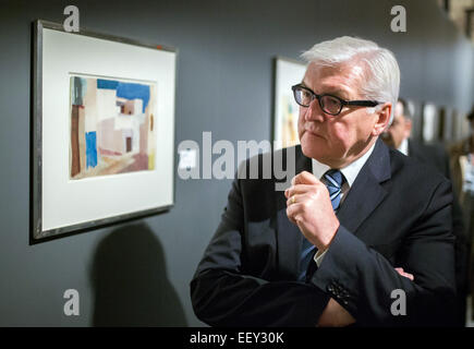 Il Ministro degli esteri tedesco Frank-Walter Steinmeier (SPD) visite il Bardo-Museum a Tunisi, Tunisia, 23 Januyra 2015. Durante il suo 4 giorno di viaggio attraverso il Nord Africa, Steinmeier è visitato Marrakech (Marocco), Tunisi (Tunisia), e Algeri (Algeria). Foto: LUKAS SCHULZE/dpa Foto Stock