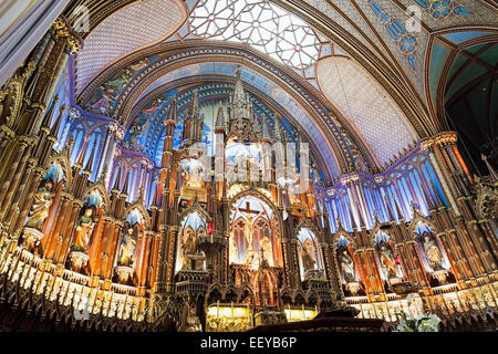 Canada Quebec, Montreal, vista interna della Basilica di Notre Dame, close-up sull altare Foto Stock