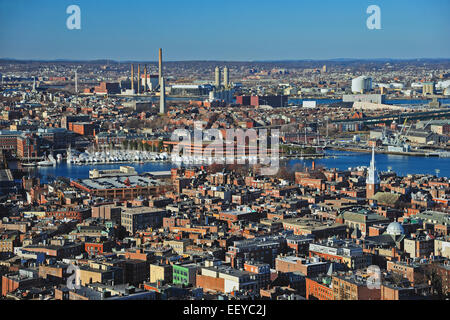 Stati Uniti d'America, Massachusetts, Boston, vista aerea del North End e Charlestown aree di Boston Foto Stock