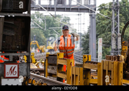 Berlino, Germania, il rinnovamento del tracciato la Stadtbahn di Berlino Foto Stock