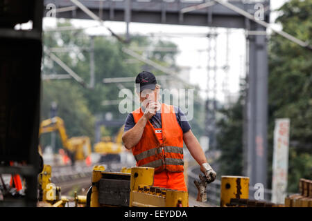 Berlino, Germania, il rinnovamento del tracciato la Stadtbahn di Berlino Foto Stock