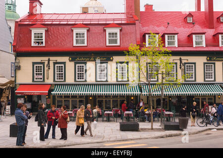 QUEBEC City, Quebec, Canada - Auberge du Tresor hotel e ristorante, nella parte vecchia di Quebec City. Foto Stock