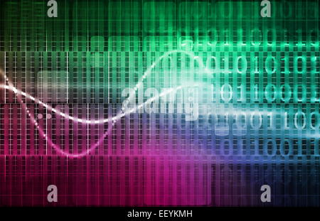 Cervello e computer con interfaccia digitale Quadri arte blocchi Foto Stock