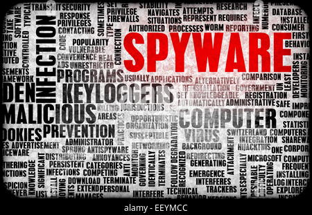 La tecnologia spyware come un programma Online di concetto Foto Stock