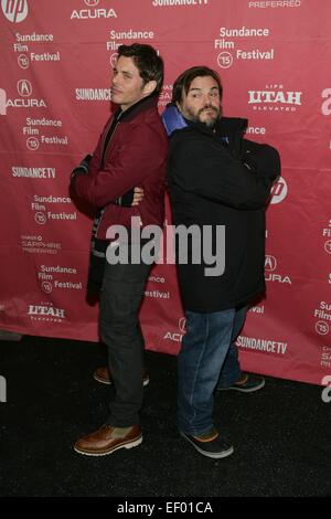 Park City, UT, STATI UNITI D'AMERICA. 23 gen 2015. James Marsden, Jack Black presso gli arrivi per il treno d Premiere al 2015 Sundance Film Festival, Biblioteca Centro Teatro, Park City, UT 23 gennaio 2015. Credito: James Atoa/Everett raccolta/Alamy Live News Foto Stock