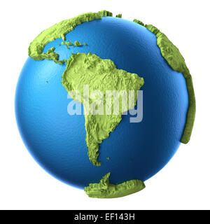 Mondo 3d isolati su sfondo bianco. Il continente del Sud America. Gli elementi di questa immagine fornita dalla NASA Foto Stock