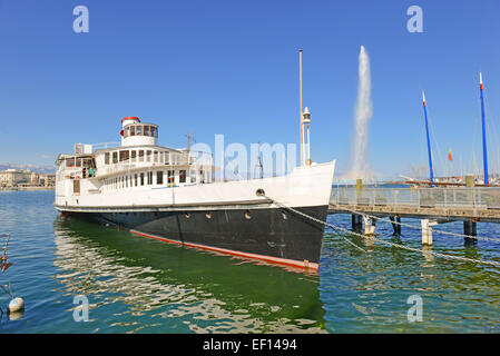 Fontana Jet d'Eau nel Lago di Ginevra, Svizzera Foto Stock