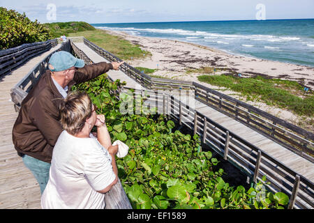 Riviera Beach Florida, North Palm Beach, John D. MacArthur Beach state Park, passerella, rampa per disabili, acqua, natura, uomo uomo maschio, donna femmina Foto Stock