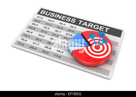 Business plan e target, 3D render Foto Stock