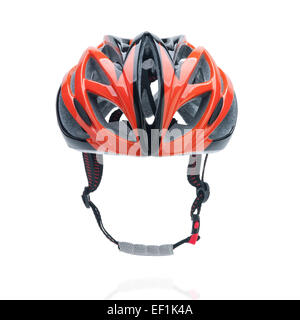 Noleggio mountain bike casco di sicurezza isolato su bianco Foto Stock