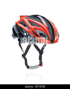 Noleggio mountain bike casco di sicurezza isolato su bianco Foto Stock