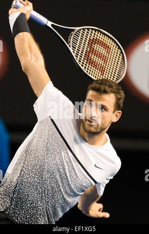 Melbourne, Australia. 25 gennaio, 2015. Decimo seme Grigor Dimitrov (BUL) in azione in un quarto round il match contro il sesto seme Andy Murray (GBR) il giorno sette del 2015 Australian Open Grand Slam torneo di tennis a Melbourne Park a Melbourne, Australia. Sydney bassa/Cal Sport Media. © csm/Alamy Live News Foto Stock