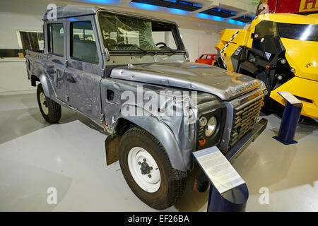 2012 Land Rover Defender 110 James Bond film Skyfall Auto Motor Heritage Centre Gaydon Warwickshire, Regno Unito Foto Stock