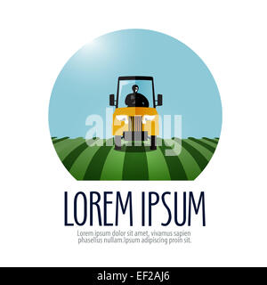 Vettore di trattore logo design modello. farm o icona del raccolto. Foto Stock