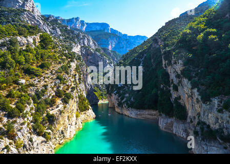 Vista in grorges de verdon dal ponte di galetas Provence Francia Foto Stock