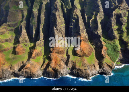 Vista aerea della Costa Napali, Kauai Foto Stock