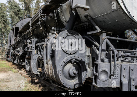 Una chiusura di un vapore nero locomotiva. Foto Stock