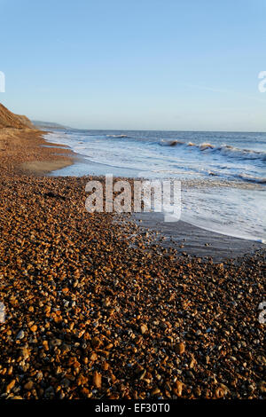 Grange lombata, Isle of Wight, convoglia acqua di ruscello Buddle Brighstone vicino al mare adiacente alla Grange Farm e passo di vacanza Foto Stock