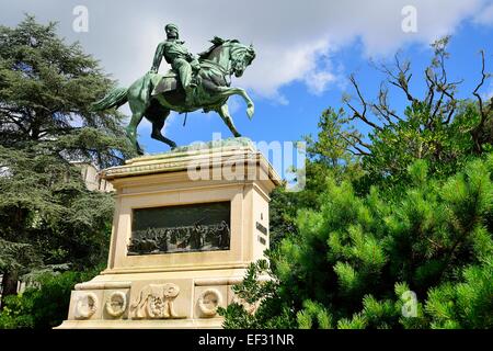 Statua equestre di Giuseppe Garibaldi nei giardini della Lizza, Siena e Provincia di Siena, Toscana, Italia Foto Stock