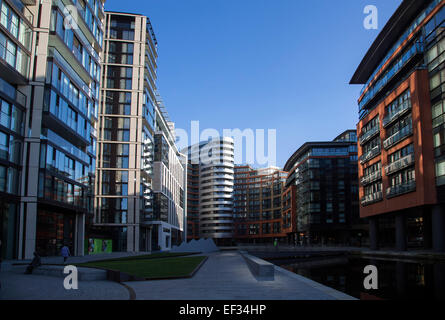 Paddington Basin nuovo sviluppo junction Regent's e Grand Union Canal Foto Stock