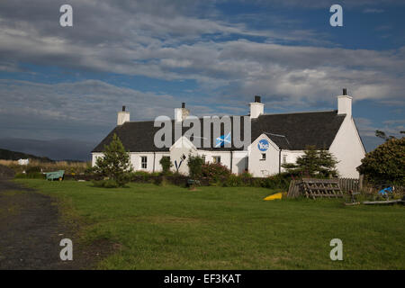 Un cottage decorato con un pro-indipendenza " sì " slogan sul Easdale isola, Argyll and Bute su la costa ovest della Scozia. Il XVIII Se Foto Stock