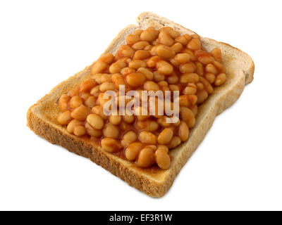 Fagioli al forno su toast bianchi Foto Stock