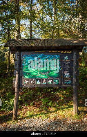 Park trail Mappa, il Parco Nazionale Risnjak, Croazia Foto Stock